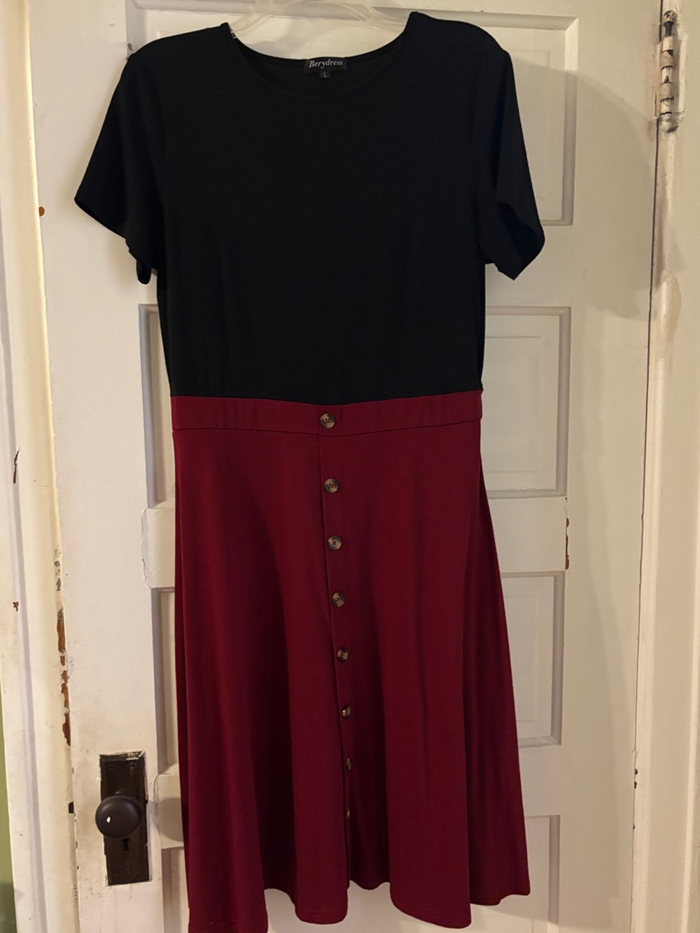 Black & Wine Midi Dress